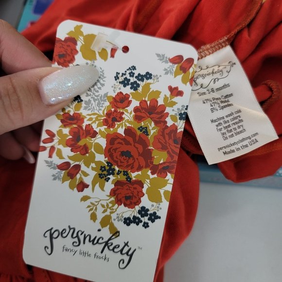 Persnickety NWT floral red bell sleeve long sleeve shirt flowers SZ 3-6 months - Picture 4 of 4